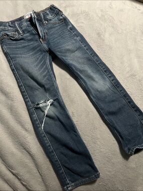 abercrombie kids Dark Blue Straight Leg Distressed Jeans